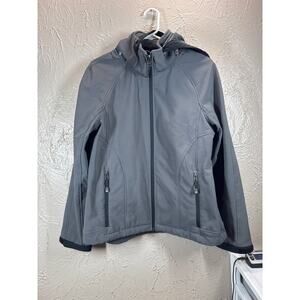 Xersion Gray Performancewear Zip Up Raglan Sleeve Hooded Coat Womens Size Medium